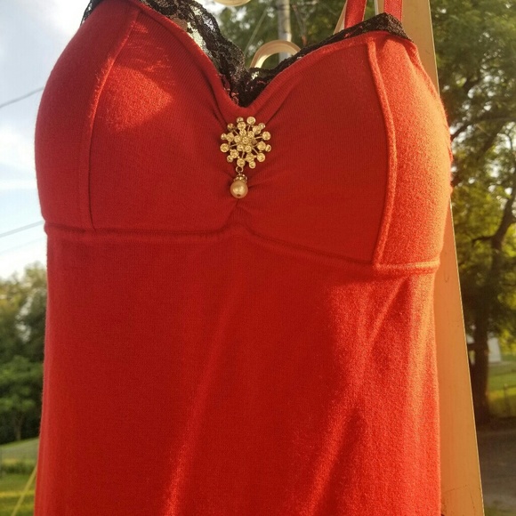 RED DRESS WITH RHINESTONES,SIZE MEDIUM - Picture 7 of 8